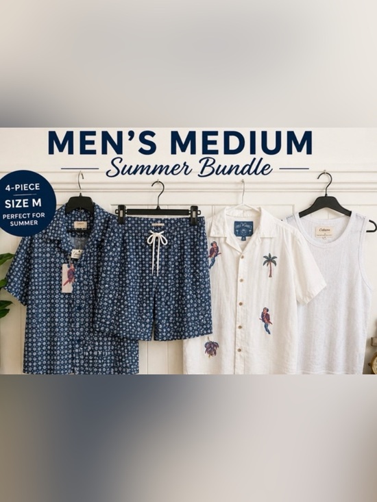 Free Planet Other - Men’s Medium Summer Bundle 4 Piece Cabana Swim Set Free Planet Shirt & Tank NWT